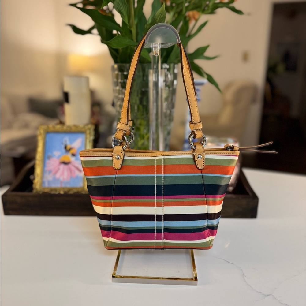 🩷🧡 COACH LEGACY STRIPE MINI TOTE! - Picture 4 of 10